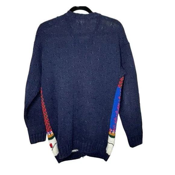 Vtg Casual Corner Womens Embroidered Cardigan Christmas Sweater Size M Knit - Picture 2 of 10
